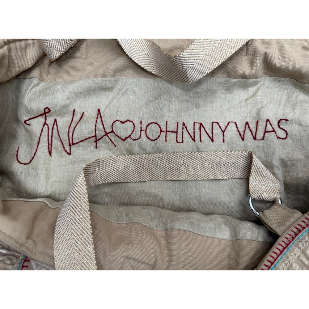 Johnny Was Embroidered Floral Jacquard Oversized Tote Bag Boho Beige - Picture 5 of 8